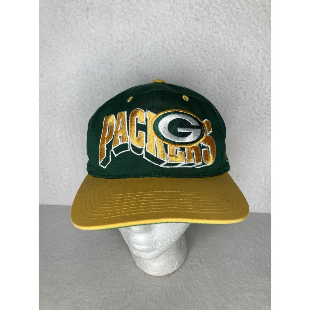 Vintage Green Bay Packers NFL Green Yellow Football Cap Hat Snapback OSFA 90s